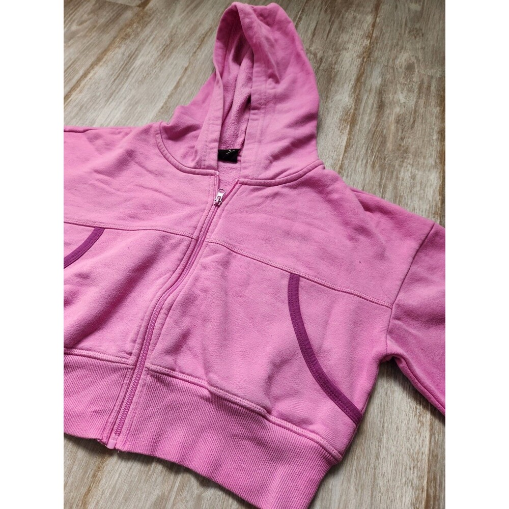 Pacsun Purple Cropped Zip Up Hoodie Drop Shoulder Fleece Sweatshirt Sz M GUC - Picture 2 of 8